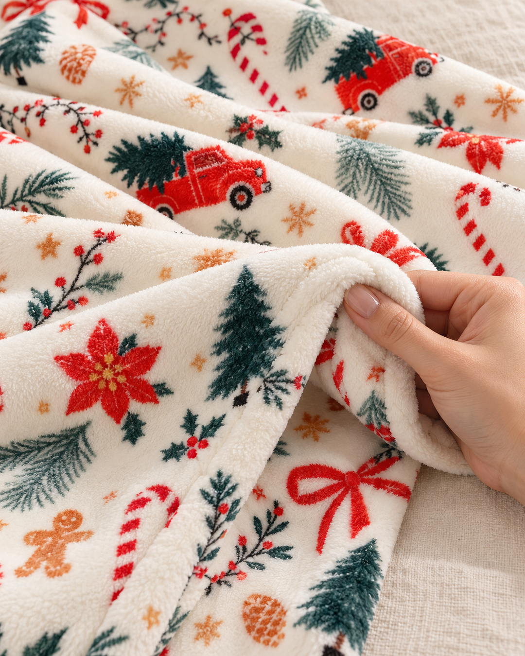 Christmas Fleece Blanket Gift | Ribbon-Wrapped Throw