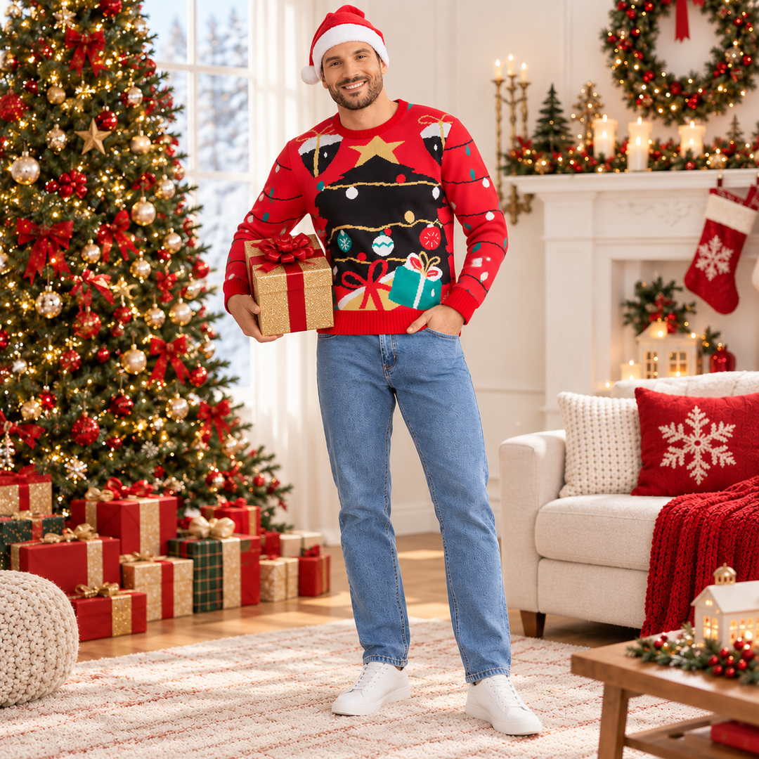 Matching Family Christmas Jumpers | Knitted Fairy Light Christmas Jumper for Women, Men &amp; Kids