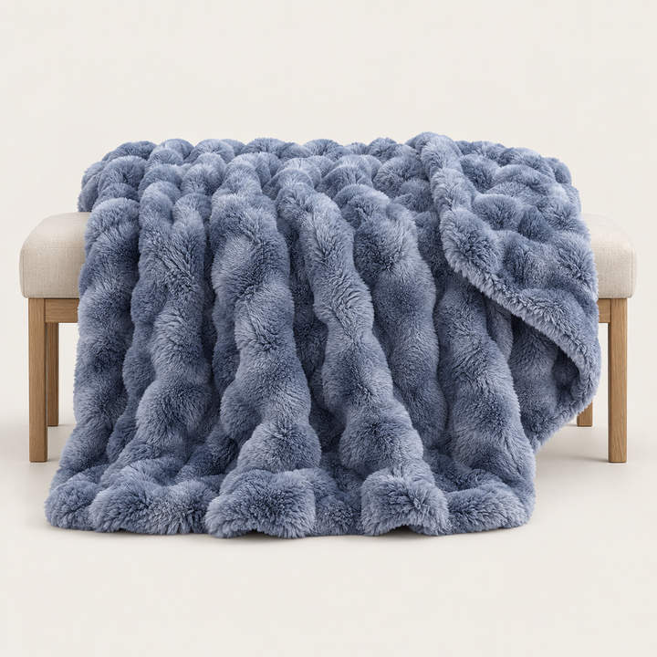 Faux Fur Throw Blanket | Plush Bubble Fleece, 100 x 160 cm