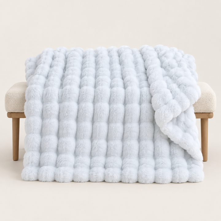 Faux Fur Throw Blanket | Plush Bubble Fleece, 100 x 160 cm