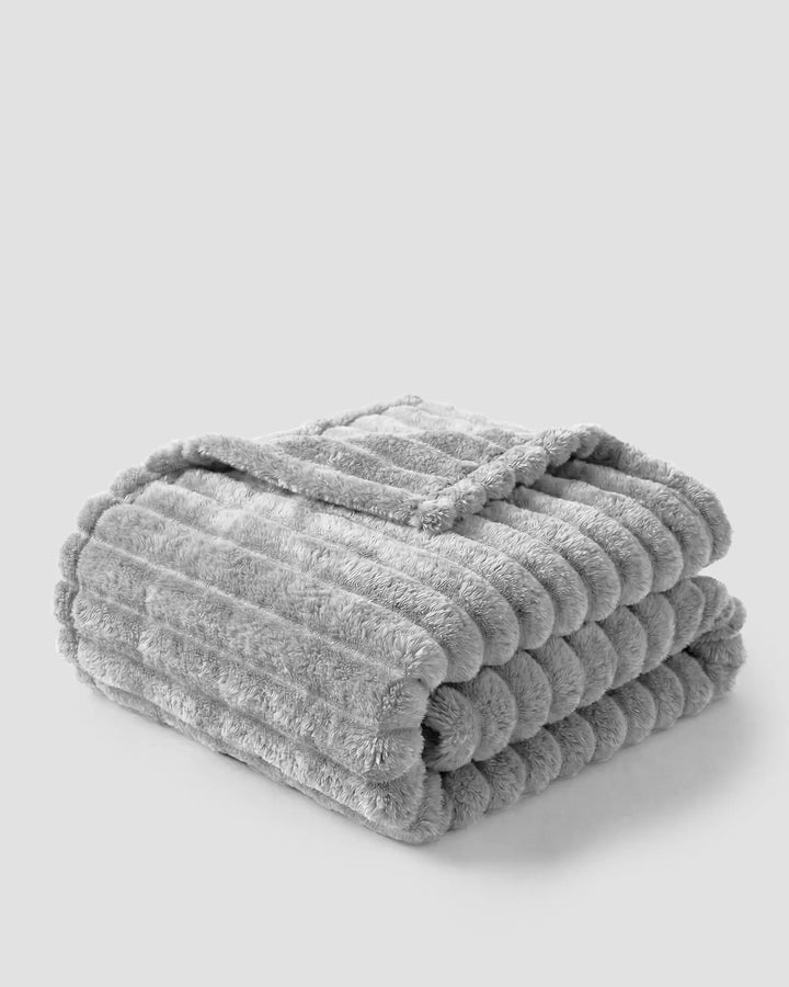 Ribbed Fleece Throw Blanket | Soft-Touch Sofa &amp; Bed Throw