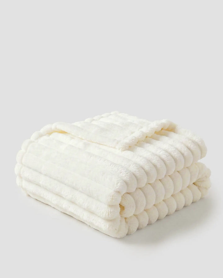 Ribbed Fleece Throw Blanket | Soft-Touch Sofa &amp; Bed Throw