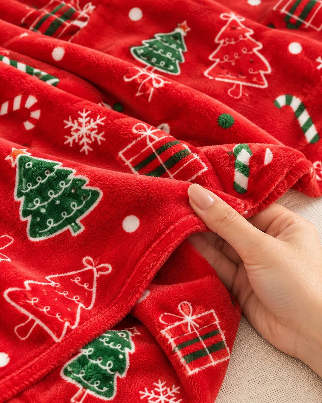 Christmas Fleece Blanket Gift | Ribbon-Wrapped Throw