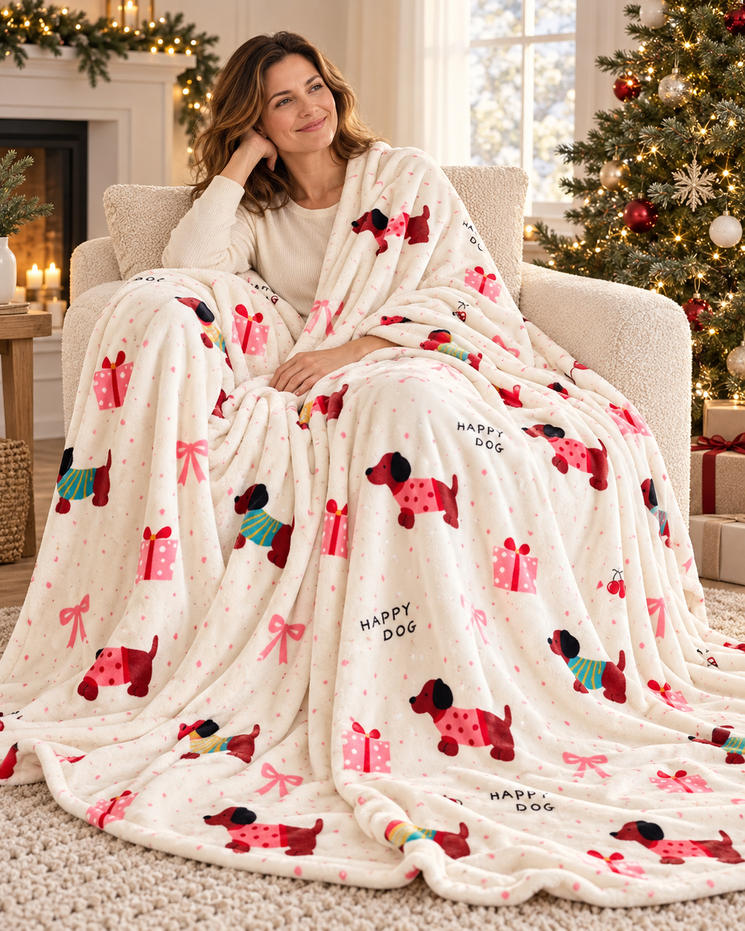 Christmas Fleece Blanket Gift | Ribbon-Wrapped Throw