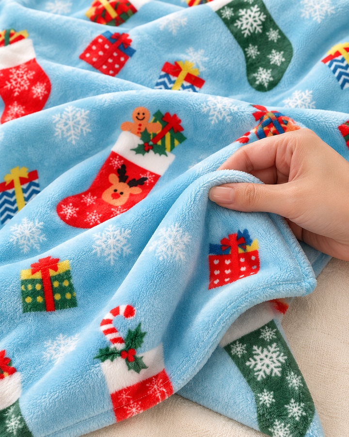 Christmas Fleece Blanket Gift | Ribbon-Wrapped Throw