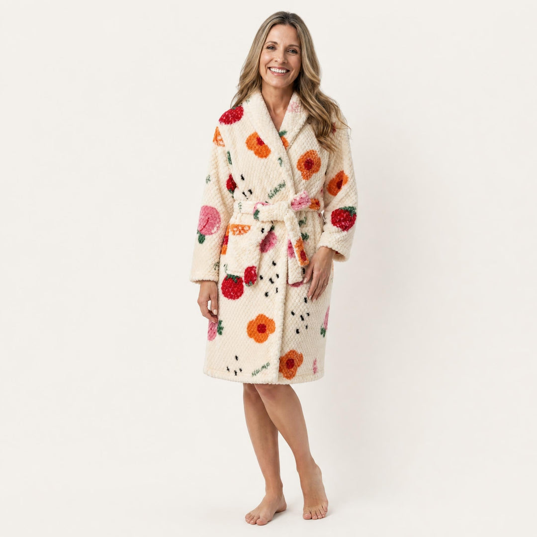 Women's Thick Brushed Long Winter Dressing Gown | All-Over Print